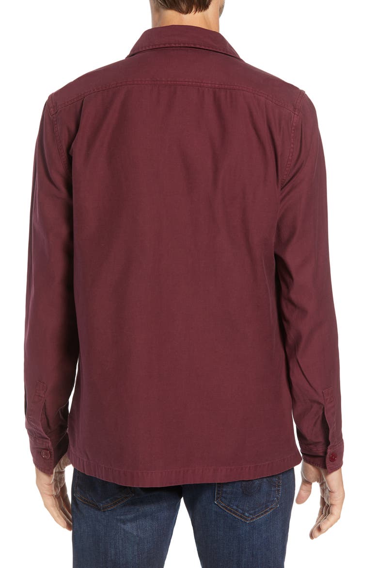 Four-Pocket Slim Fit Military Jacket, Alternate, color, BURGUNDY