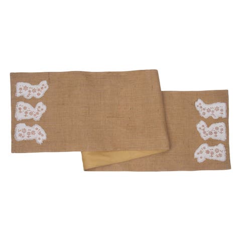 Easter Bunnies Trio Embroidered Burlap Table Runner 14" x 72"