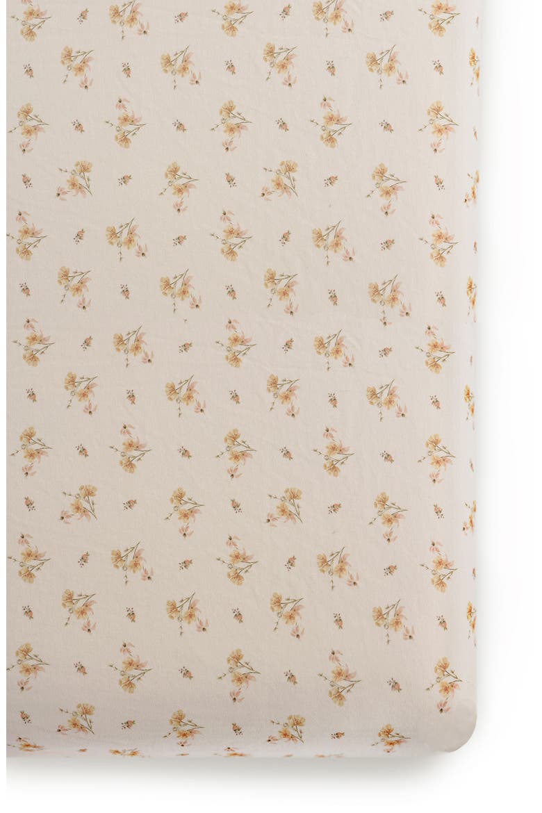 Print Organic Cotton Muslin Crib Sheet, Main, color, FLORAL