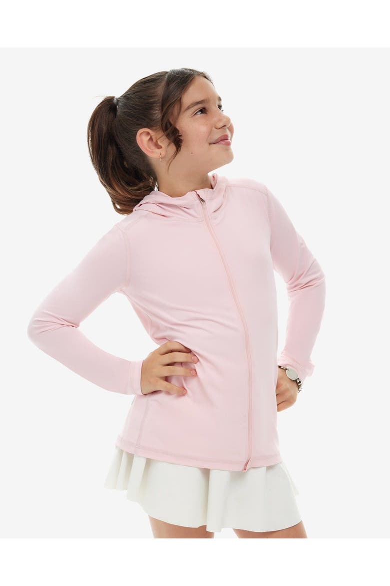 Kid's Long Sleeve Full Zip Hoodie Top with Sun and UV Protection, Alternate, color, Tickle Me Pink