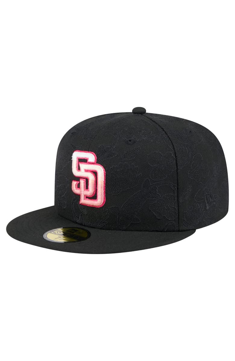 New Era Men's New Era Black San Diego Padres Tonal Koi 59FIFTY Fitted Hat, Main, color, 