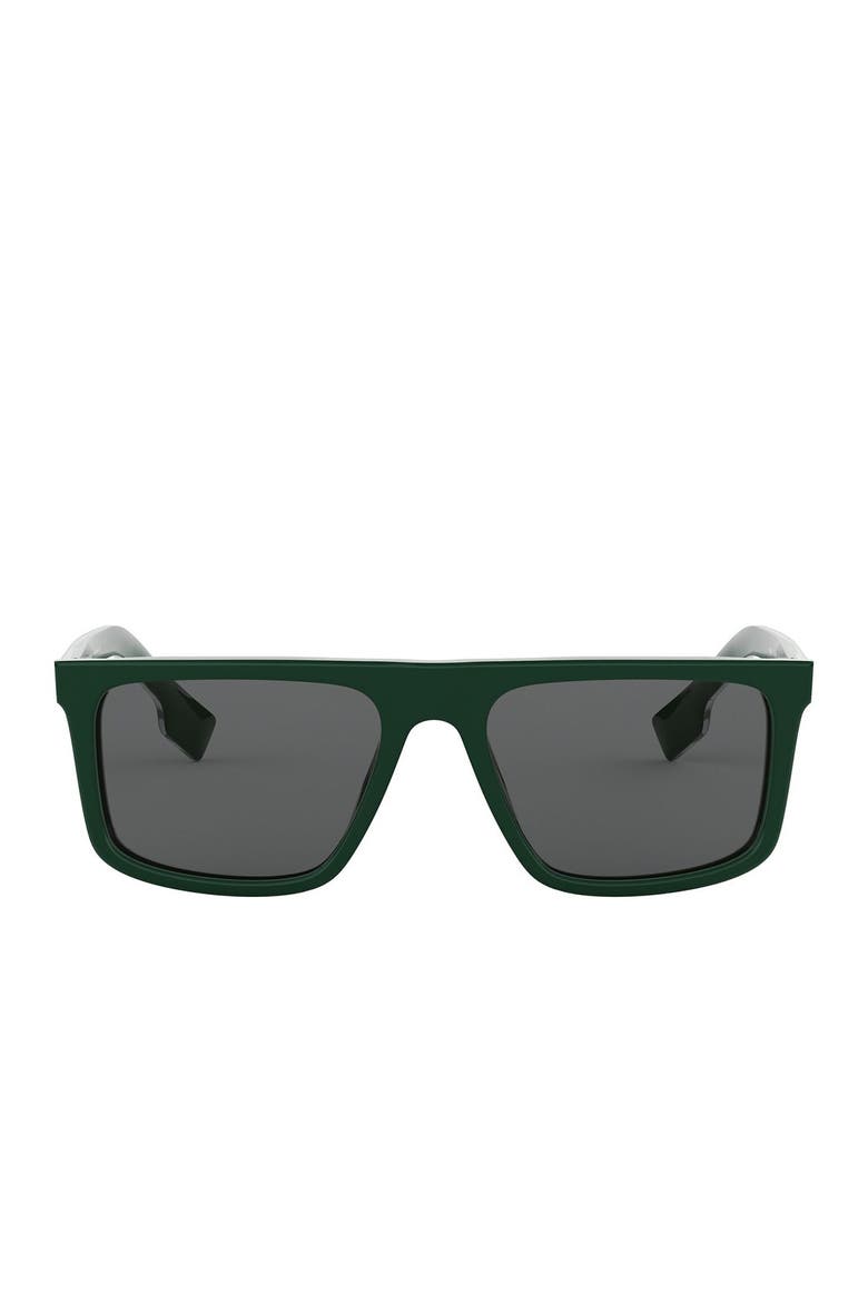 55mm Rectangle Sunglasses, Main, color, GREEN