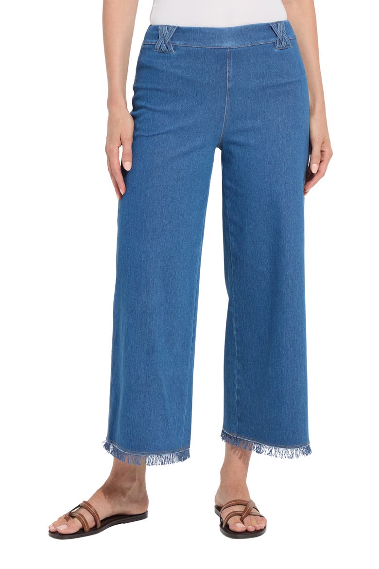 Liloh High Waist Ankle Wide Leg Denim Pants, Main, color, MID WASH
