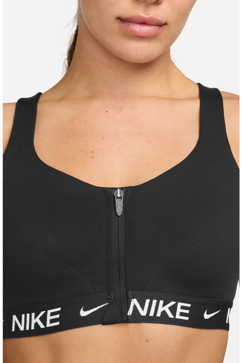 Indy Dri-FIT Zip Front Sports Bra, Alternate, color, BLACK