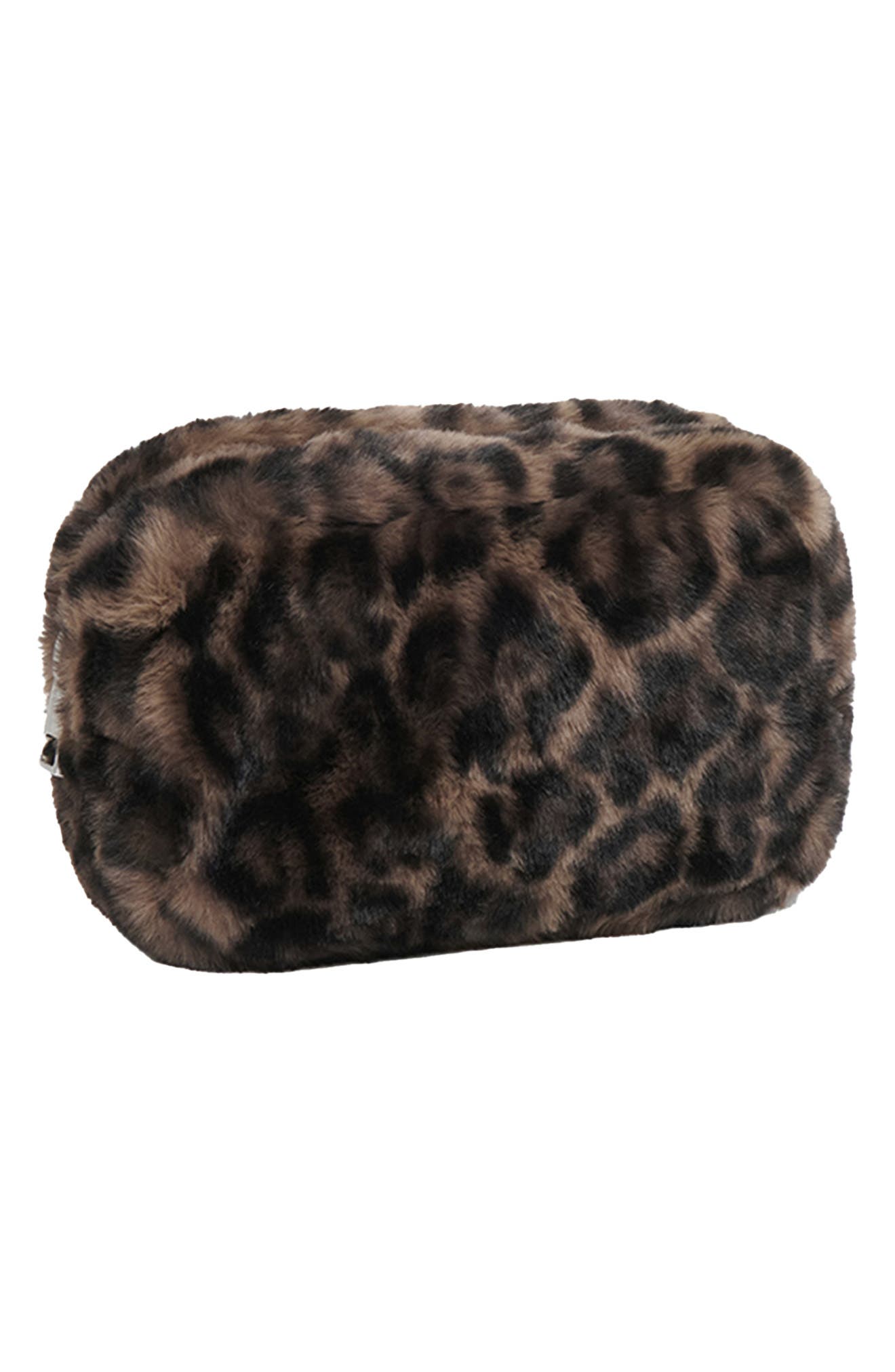 Apparis Noor Leopard Print Faux Fur Pouch, Main, color, 