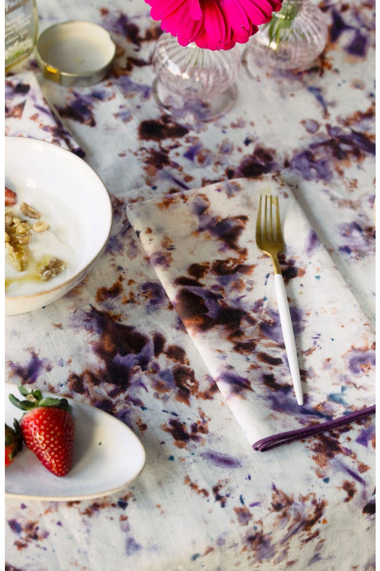 Rose Marble Tablecloth, Alternate, color, Lavender Trim