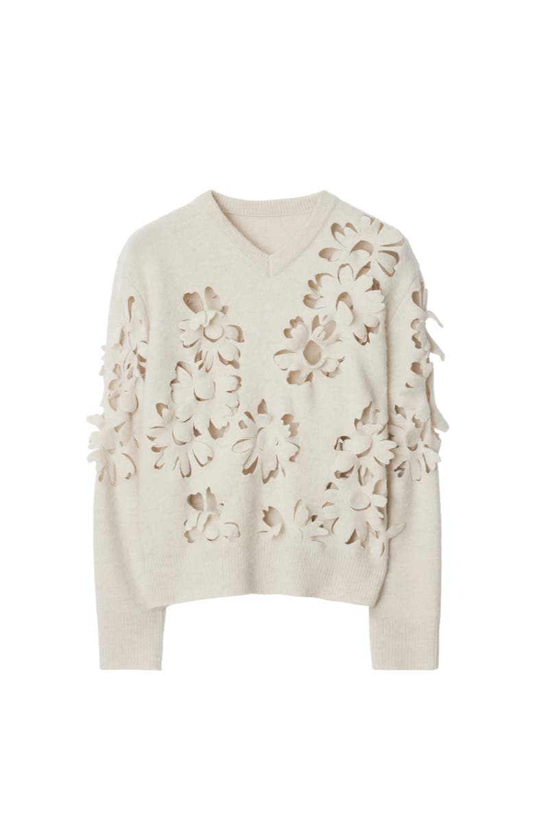 Burberry Cutout Daisy Wool Sweater, Alternate, color, 