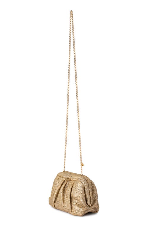 Olga Berg Stevie Pleated Woven Clutch In Gold