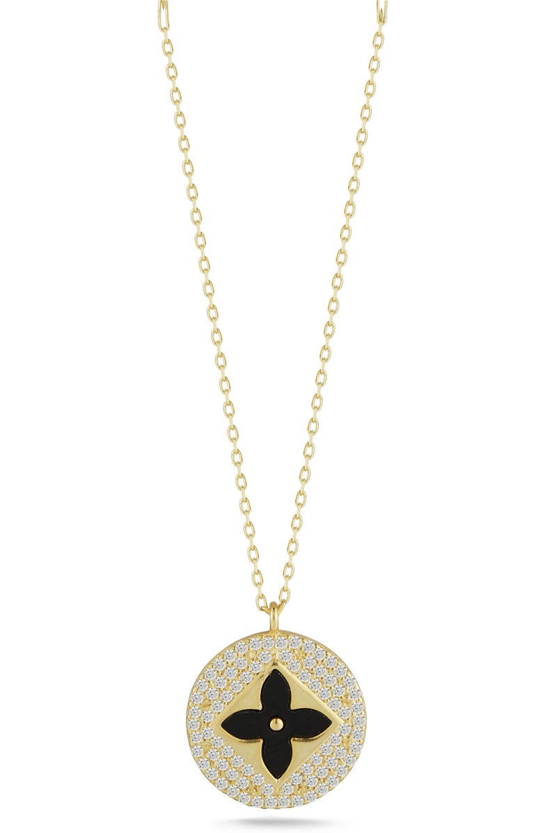 SPHERA MILANO Clover Pendant Necklace, Main, color, Yellow Gold
