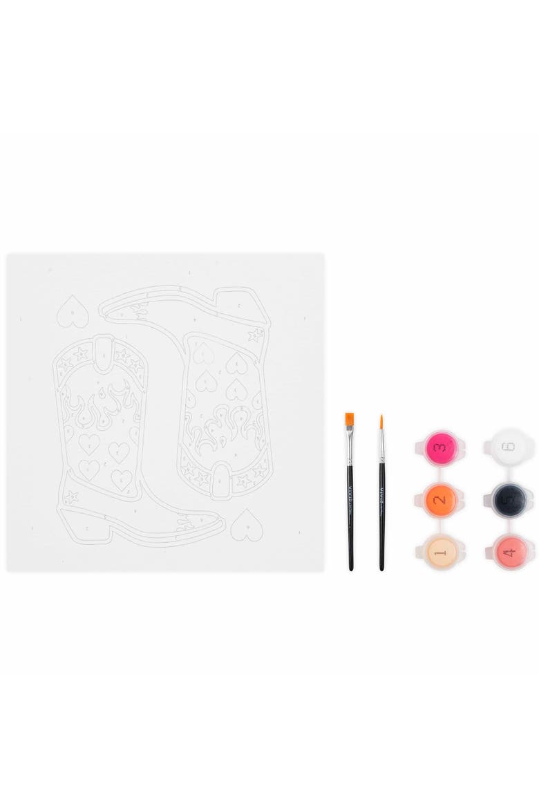 Acrylic Mini Paint By Number Kit Cowgirl Boot, 6 inch x 6 inch, Alternate, color, Multicolored