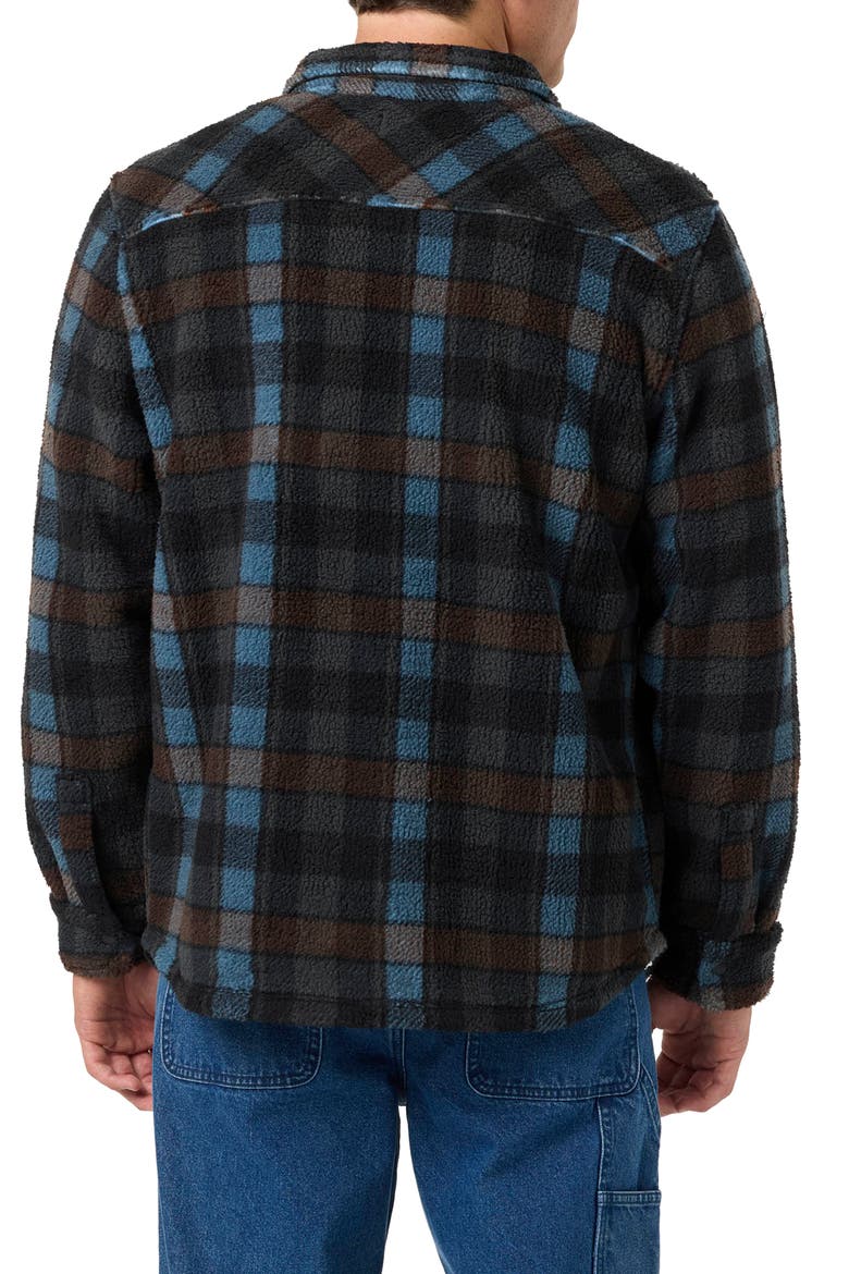 Glacier Plaid High Pile Fleece Shirt Jacket, Alternate, color, DARK SHADOW