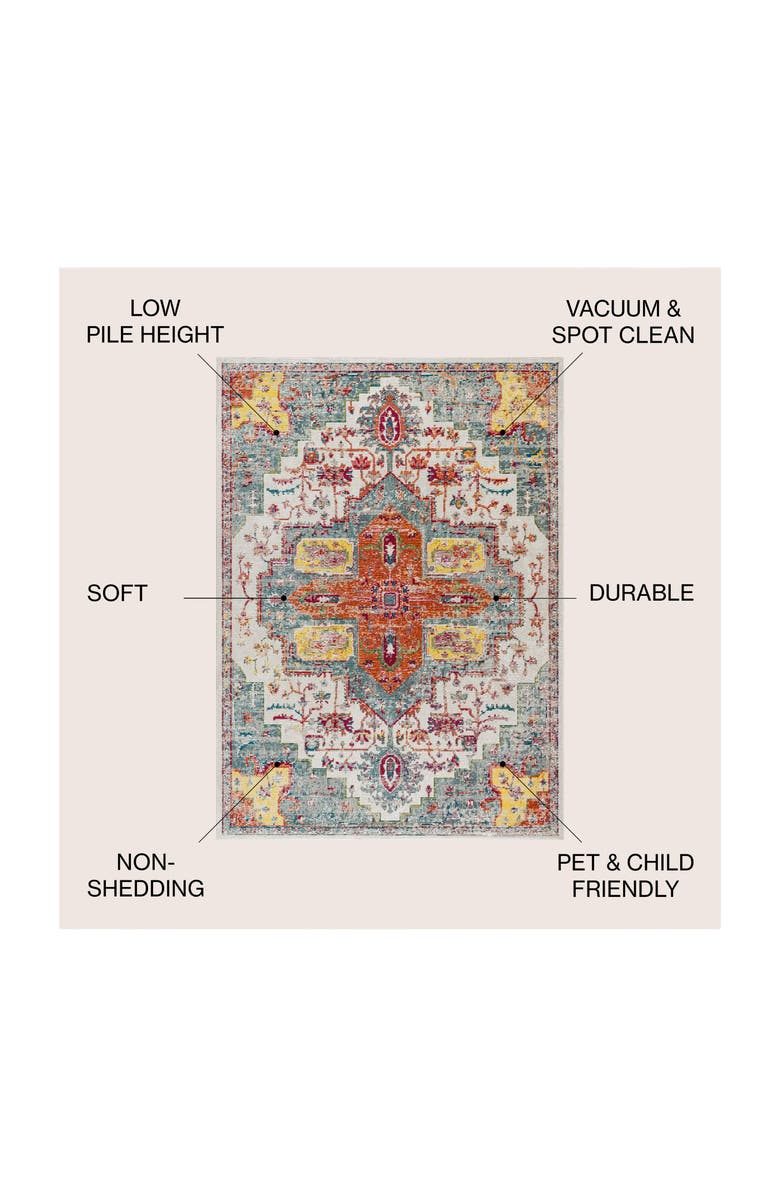 JONATHAN Y Zafra Vintage Medallion Area Rug, Alternate, color, Coral/Blue/Multi