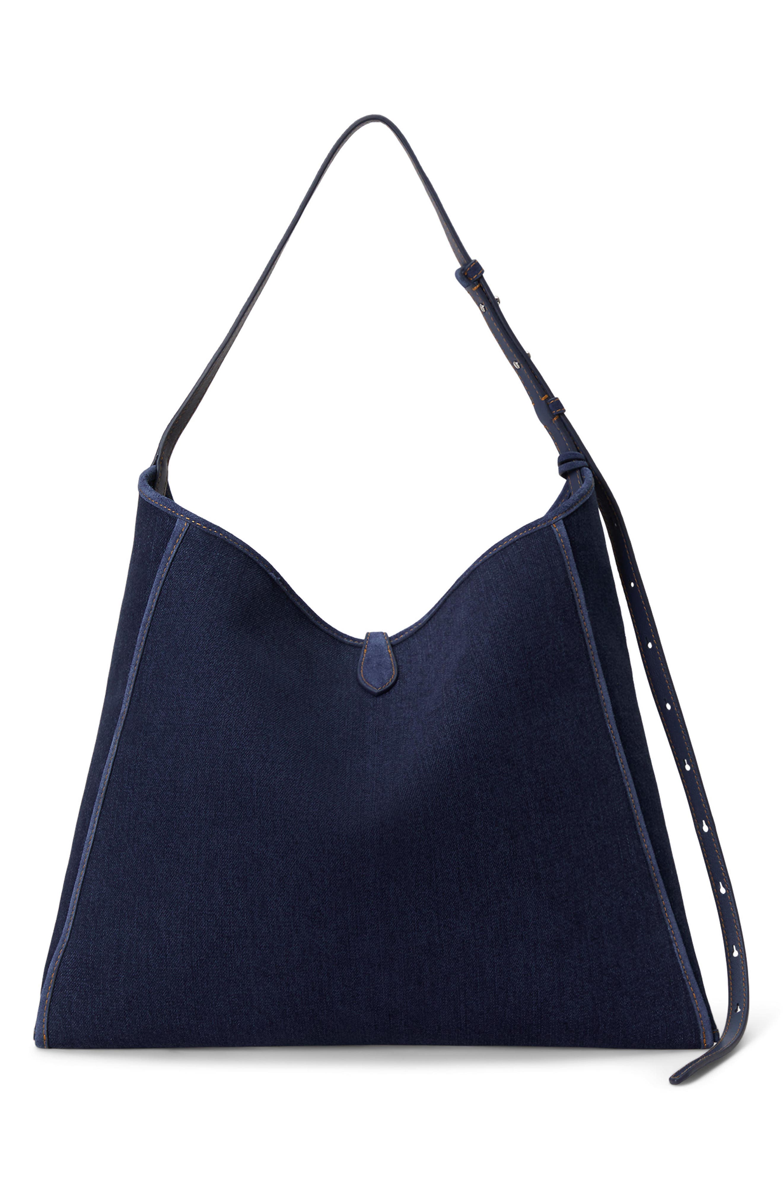 Polo Ralph Lauren Denim Messenger Tote, Alternate, color, Blue