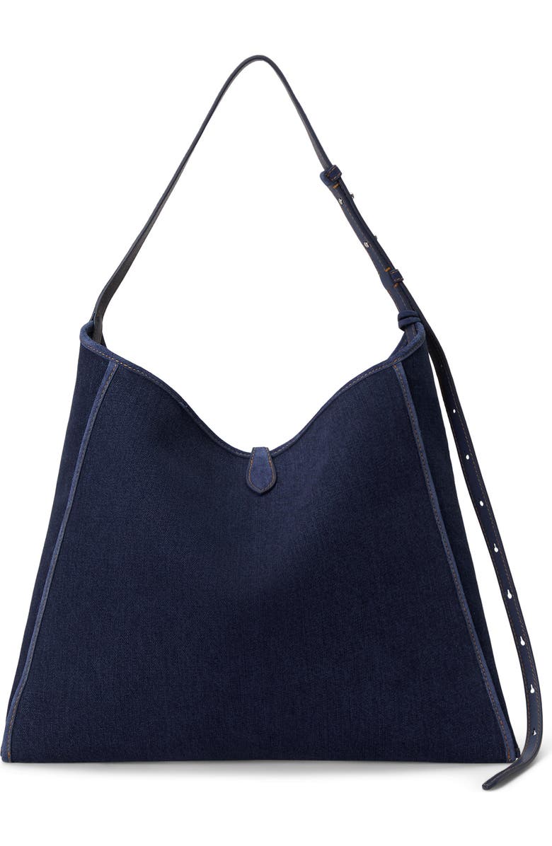 Polo Ralph Lauren Denim Messenger Tote, Alternate, color, Blue