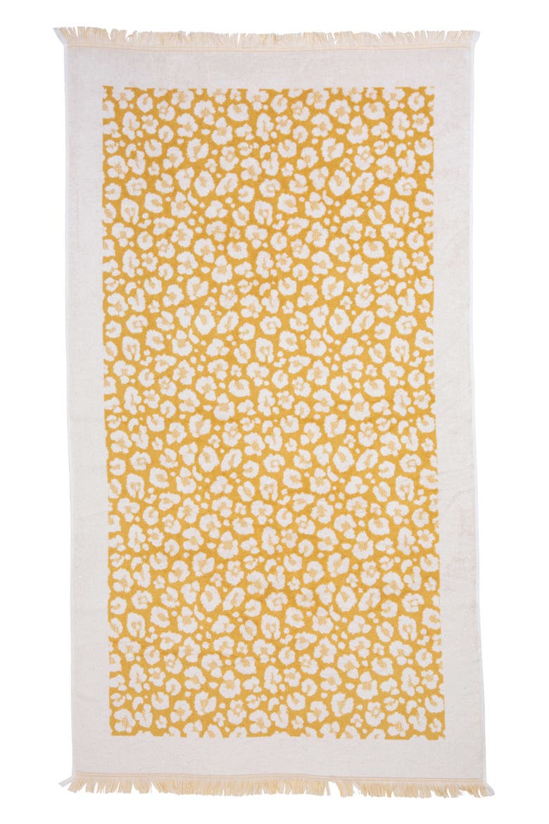 Leopard Print Organic Cotton Full Terry Turkish Towel, Alternate, color, Golden Honey