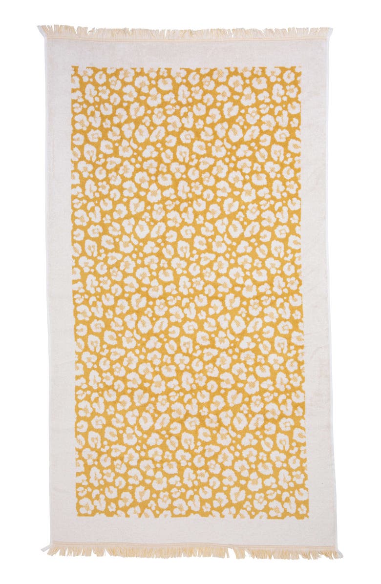 InfuseZen Leopard Print Organic Cotton Full Terry Turkish Towel, Alternate, color, Golden Honey