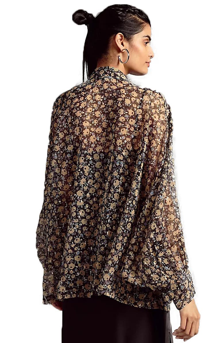 SAACHI Floral Sheer Ruana, Alternate, color, Black