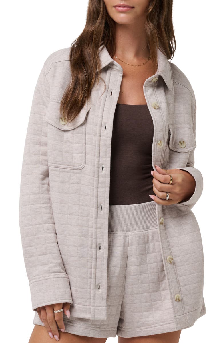 TravisMathew Coastal Quilted Shacket, Main, color, Heather Savannah Tan