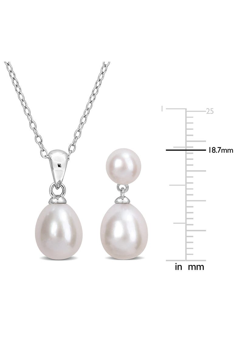5.5-6mm Cultured Freshwater Pearl Pendant Necklace & Earrings Set, Alternate, color, WHITE