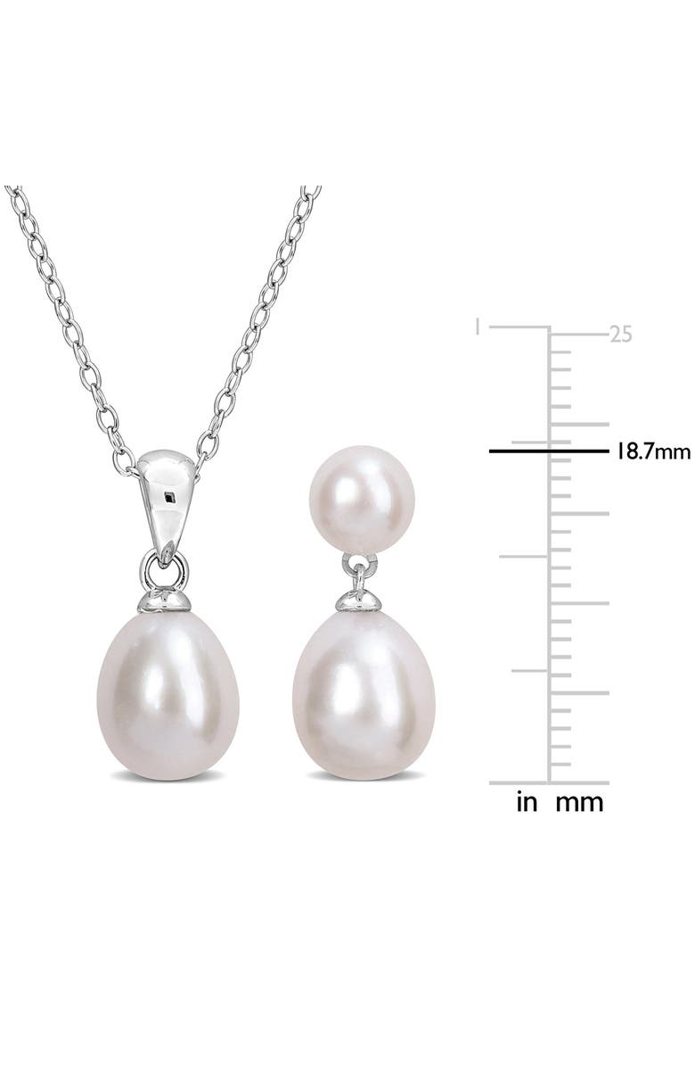 DELMAR 5.5-6mm Cultured Freshwater Pearl Pendant Necklace & Earrings Set, Alternate, color, 