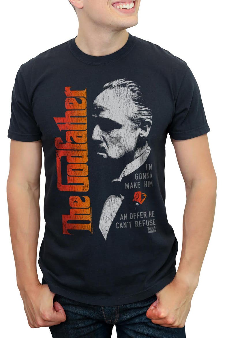 Men's The Godfather Distressed Offer Quote  Graphic T-Shirt, Main, color, Black