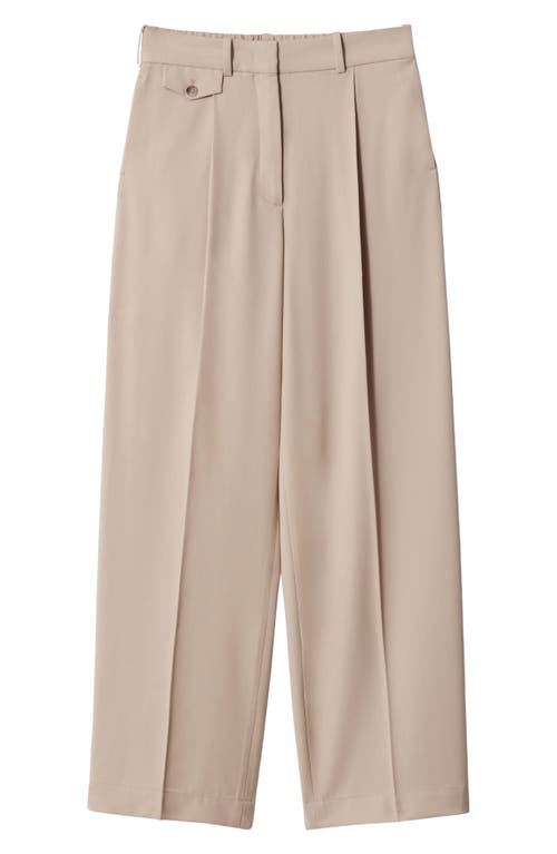 & Other Stories Creased Straight Leg Wool Blend Pants In Beige Medium Dusty