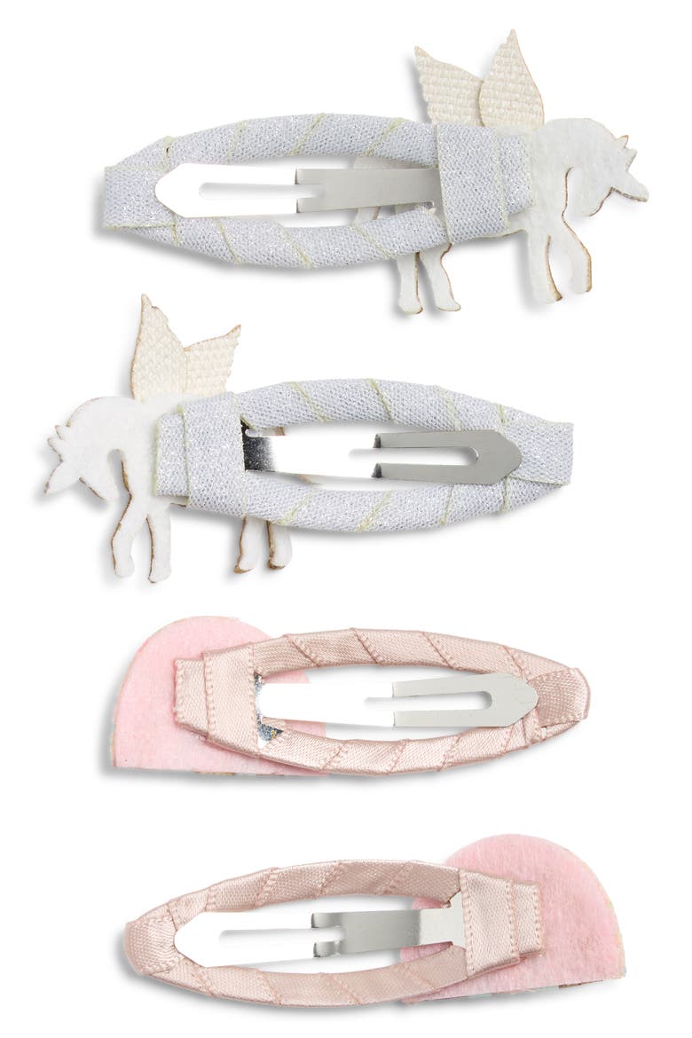 Kids' Unicorn Rainbow Hair Clips, Alternate, color, PINK