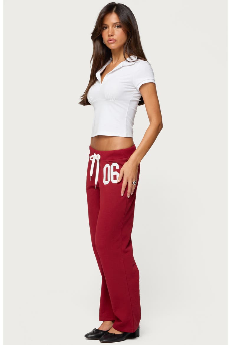 06 Wide Leg Cotton Blend Drawstring Sweatpants, Alternate, color, BURGUNDY