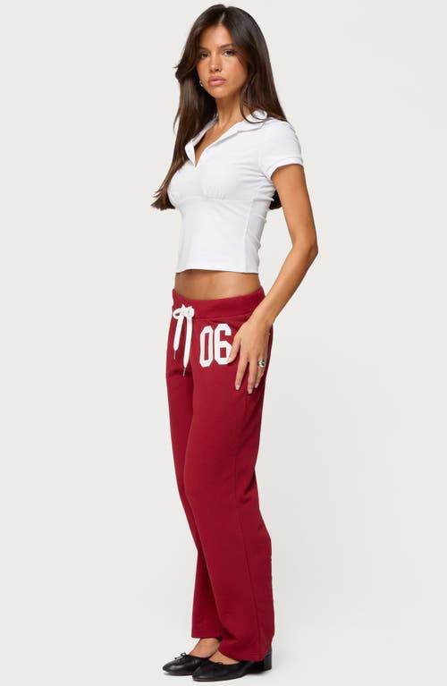 Edikted 06 Wide Leg Cotton Blend Drawstring Sweatpants In Burgundy