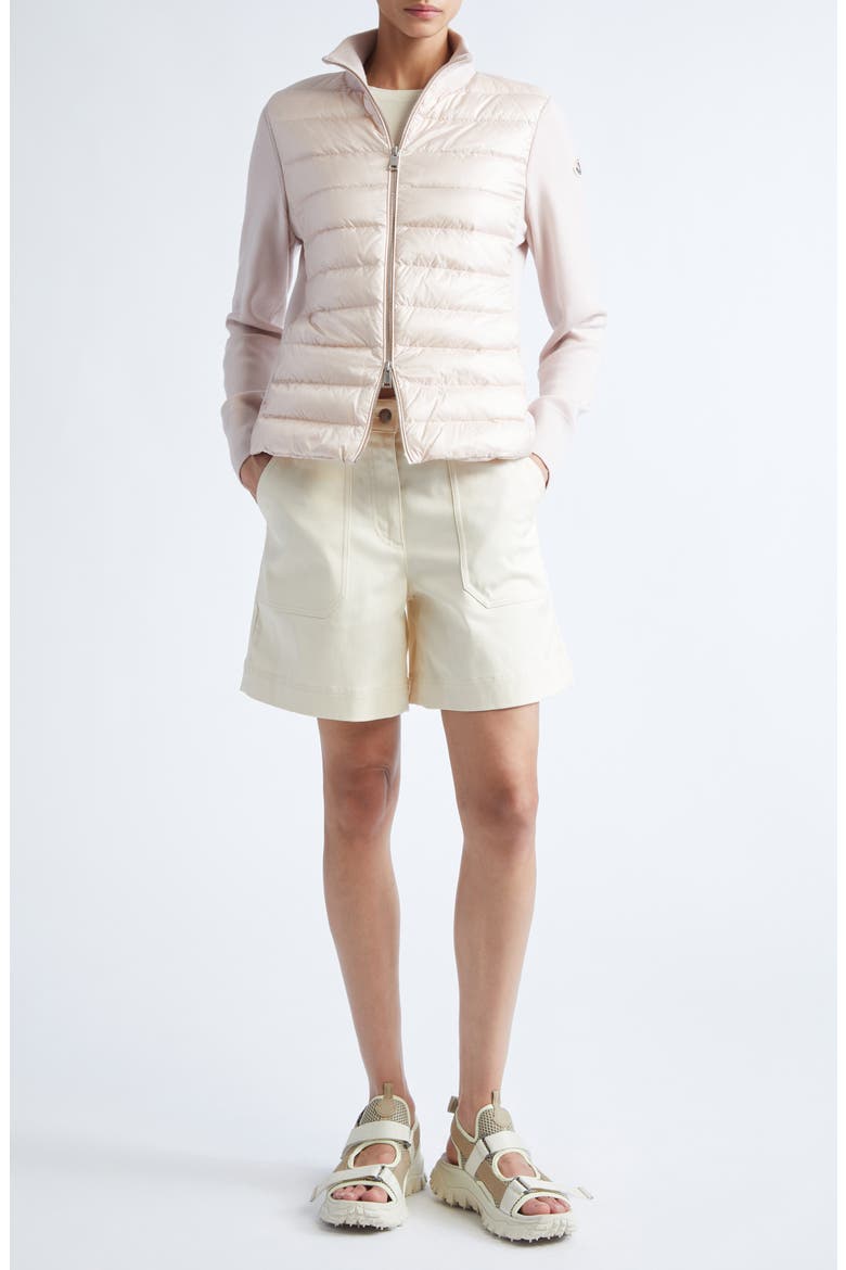 Wool Knit & Quilted Down Cardigan, Alternate, color, MOTHER OF PEARL