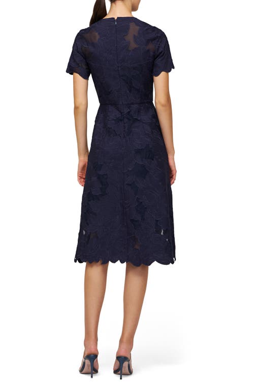 Kay Unger Luna Embroidered Midi Dress In Blue