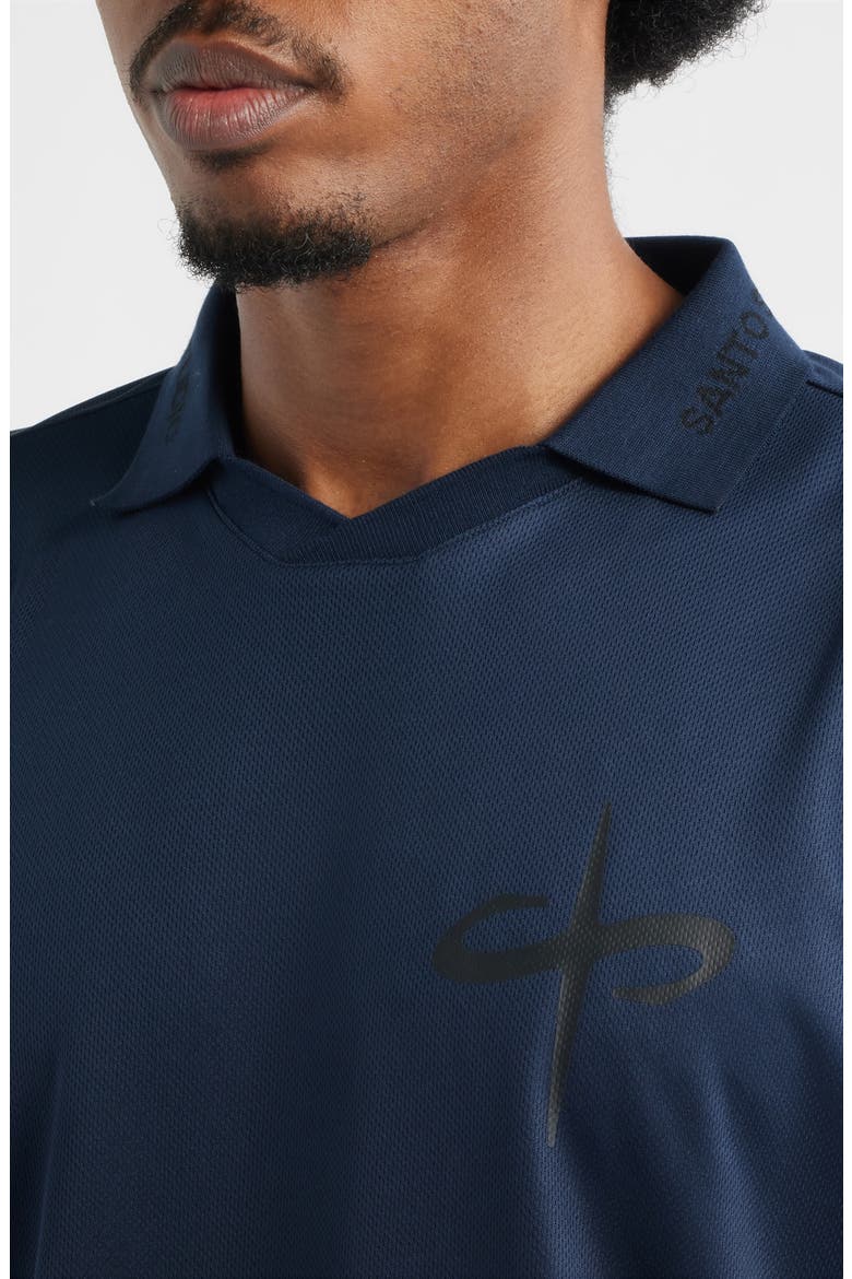 Trust Perforated Long Sleeve Jersey Polo, Alternate, color, BLUE