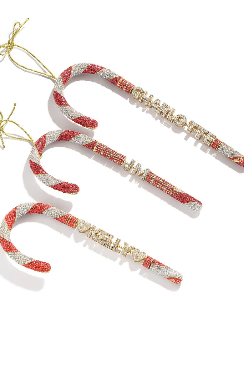 BaubleBar Mint to Be Custom Personalized Ornament Set, Alternate, color, Red