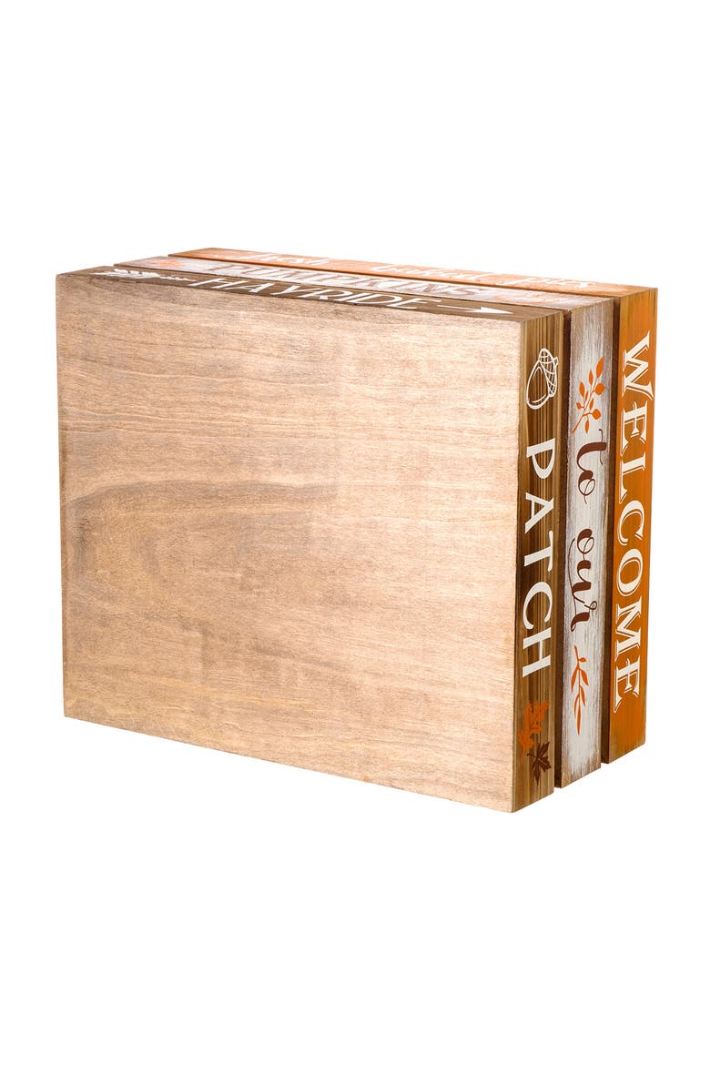 Set of 2 Wooden Pumpkin Crates Table Decor, Alternate, color, Orange