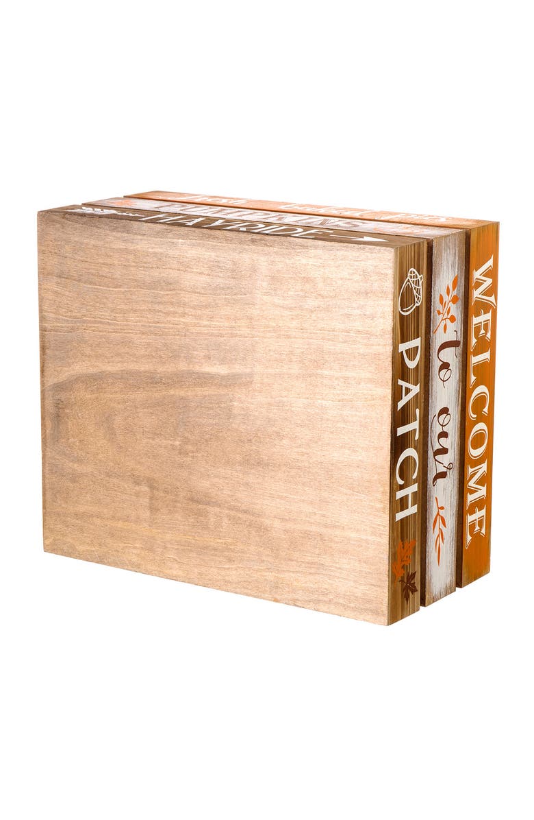 Glitzhome Set of 2 Wooden Pumpkin Crates Table Decor, Alternate, color, 