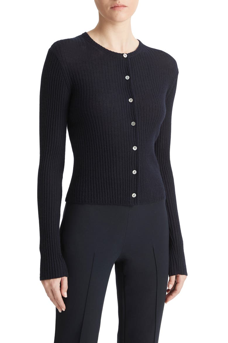 Cashmere & Silk Rib Cardigan, Alternate, color, COASTAL
