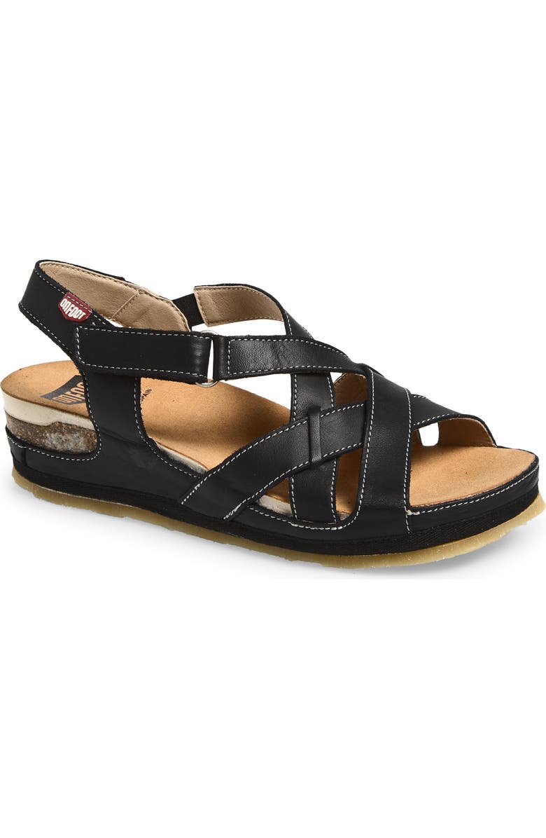 On Foot Cynara Ankle Strap Sandal, Main, color, Menorca Negro