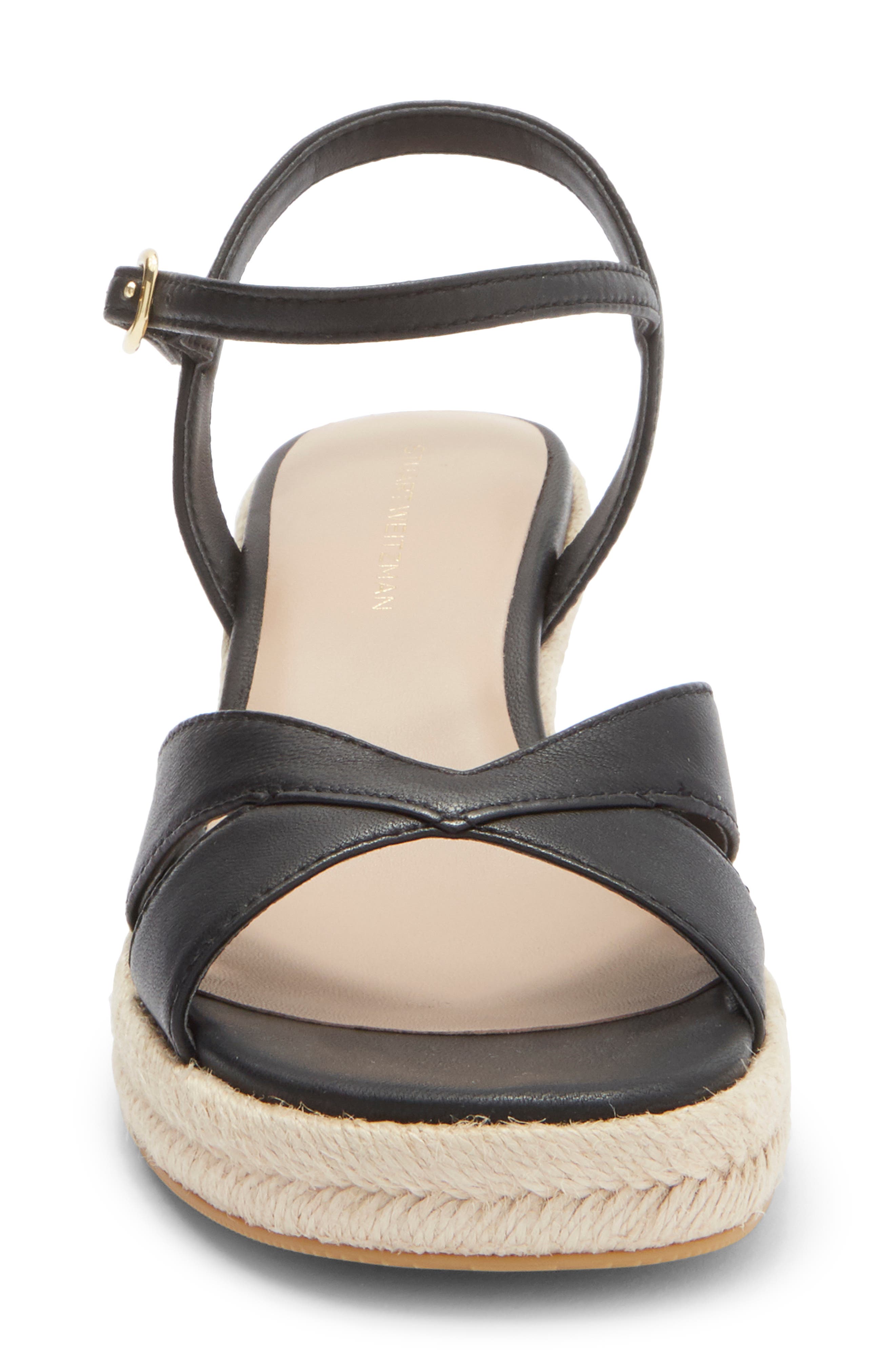 Stuart Weitzman Miami Espadrille Wedge Sandal, Alternate, color, Black
