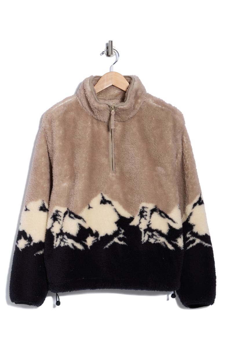 Thread & Supply Faux Shearling Scenic Half Zip Jacket, Alternate, color, Grey Black Combo