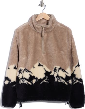 Faux Shearling Scenic Half Zip Jacket