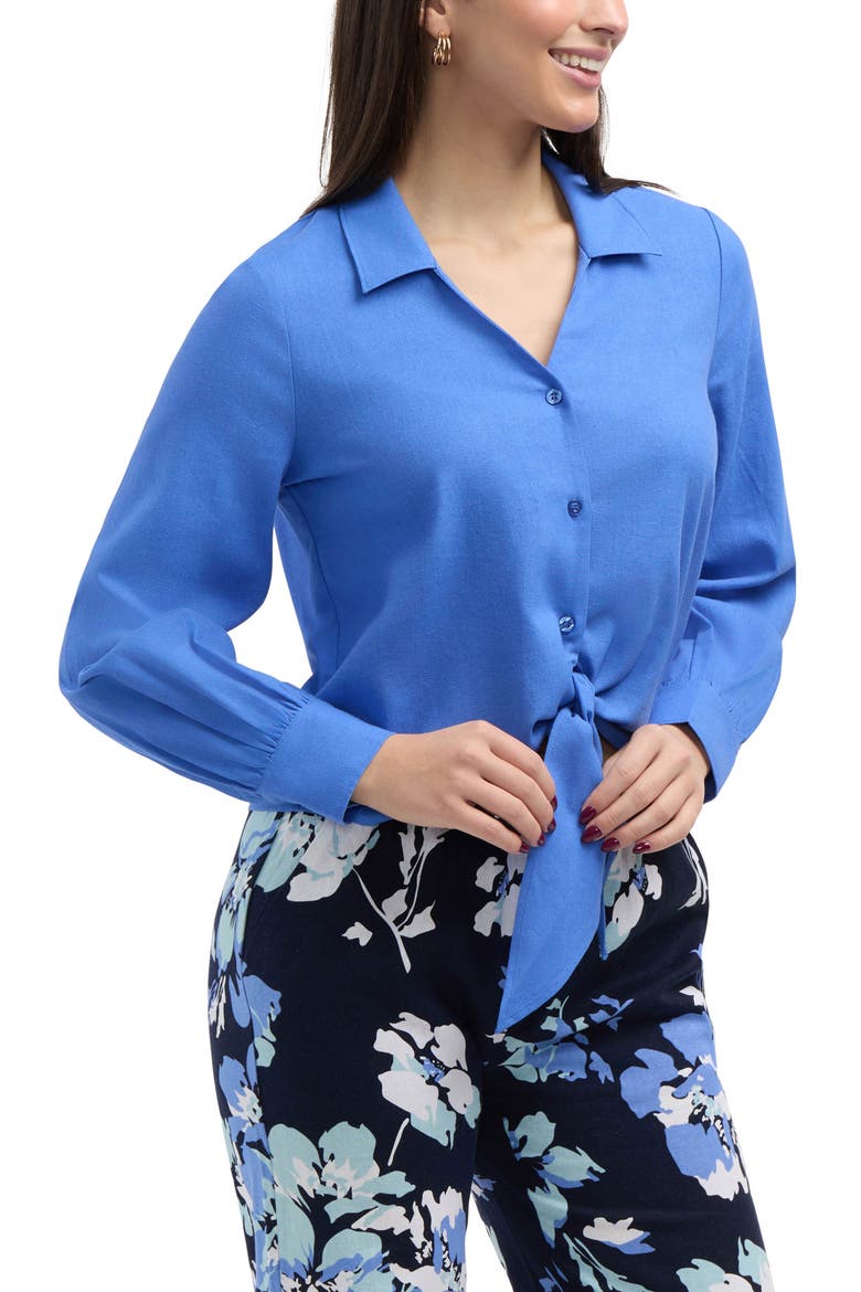 Tie Front Shirt, Alternate, color, AZURE