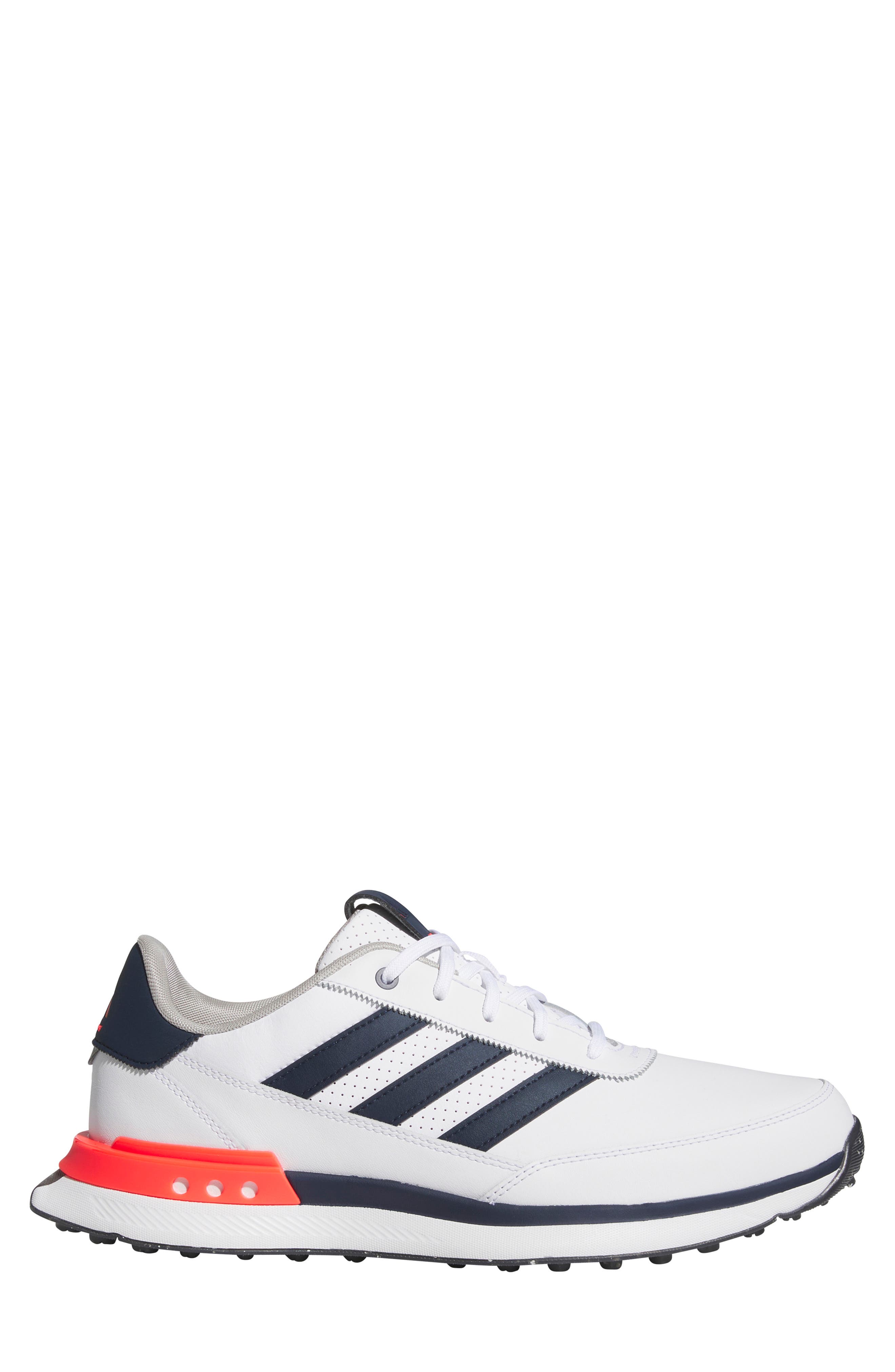 adidas S2G 24 Waterproof Leather Spikeless Golf Shoe, Alternate, color, White/ Navy/ Lucid Red