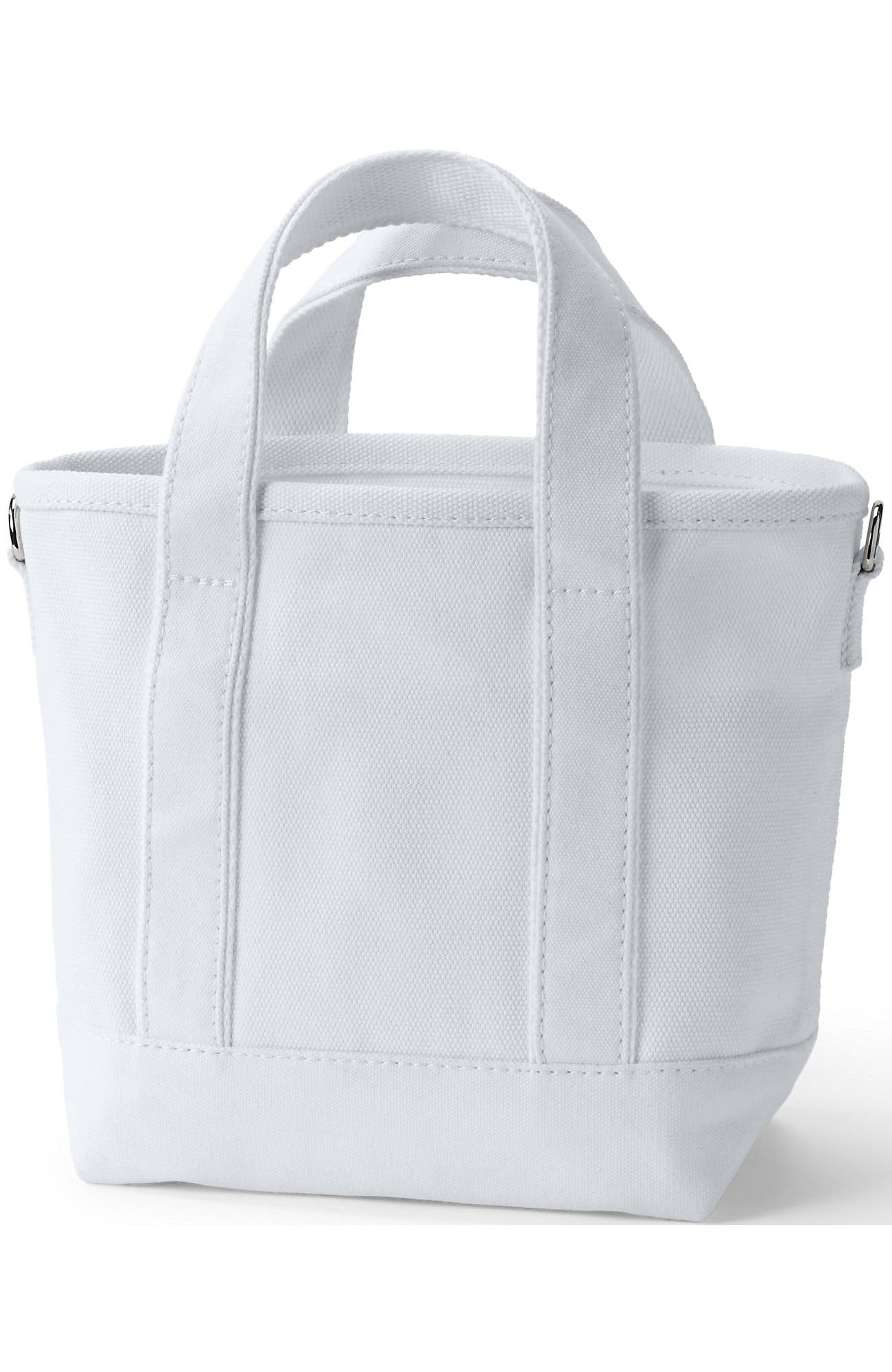 Lands’ End Canvas Open Top Tote Bag  Regular & Long Handle Carry All - Stylish  for Work  Travel  Beach  Errands  Great Gift, Alternate, color, White