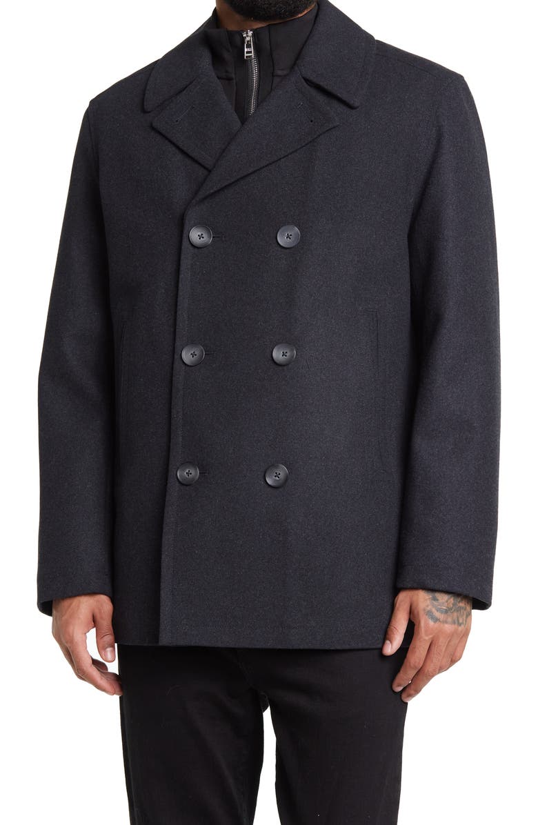 Nautica Wool Blend Peacoat, Main, color, Charcoal
