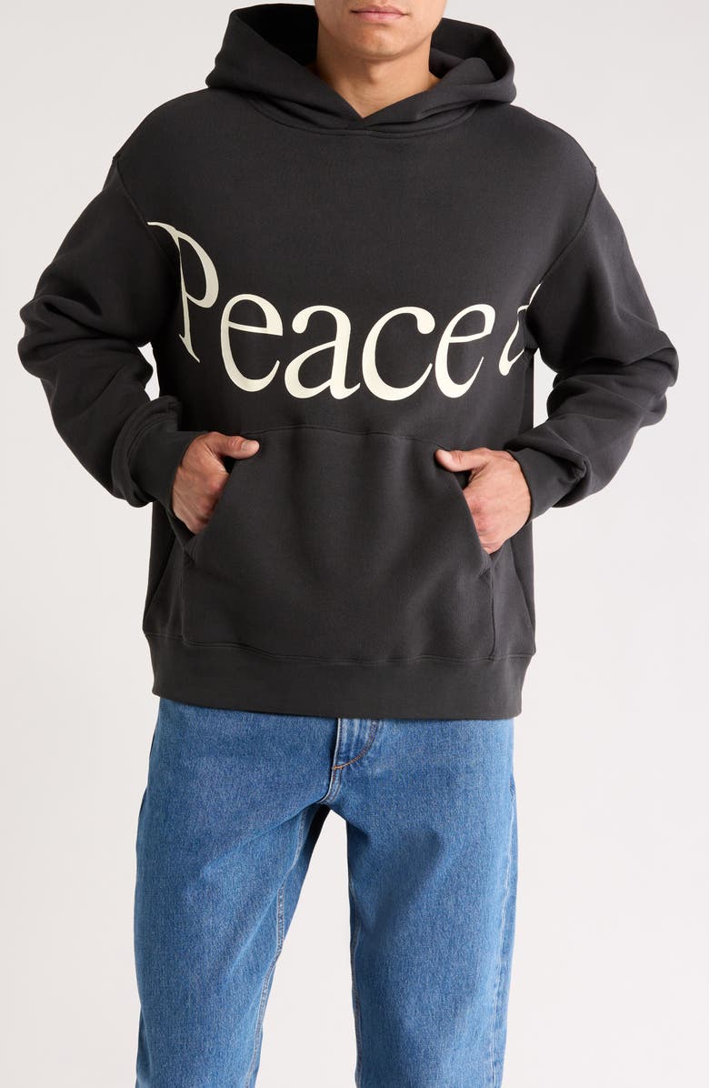 Museum of Peace & Quiet Jumbo Wordmark Pullover Hoodie, Main, color, Black