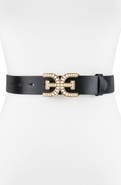 Sam Edelman Imitation Pearl Logo Plaque Belt