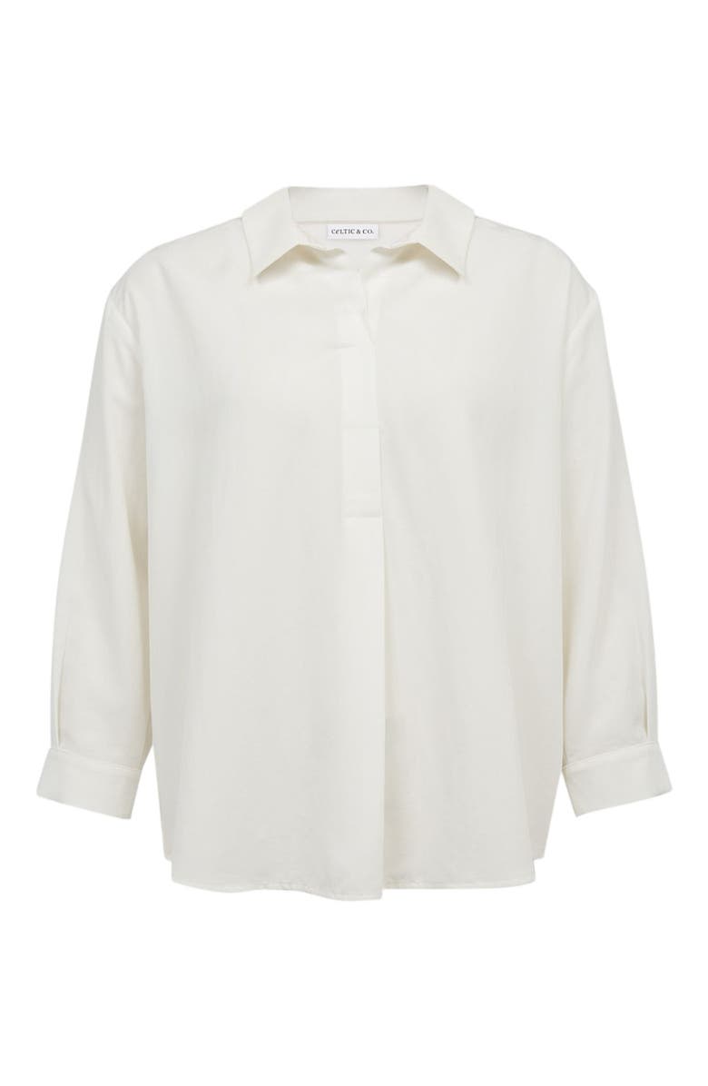 Celtic & Co. Linen Blend Relaxed Blouse, Alternate, color, Chalk