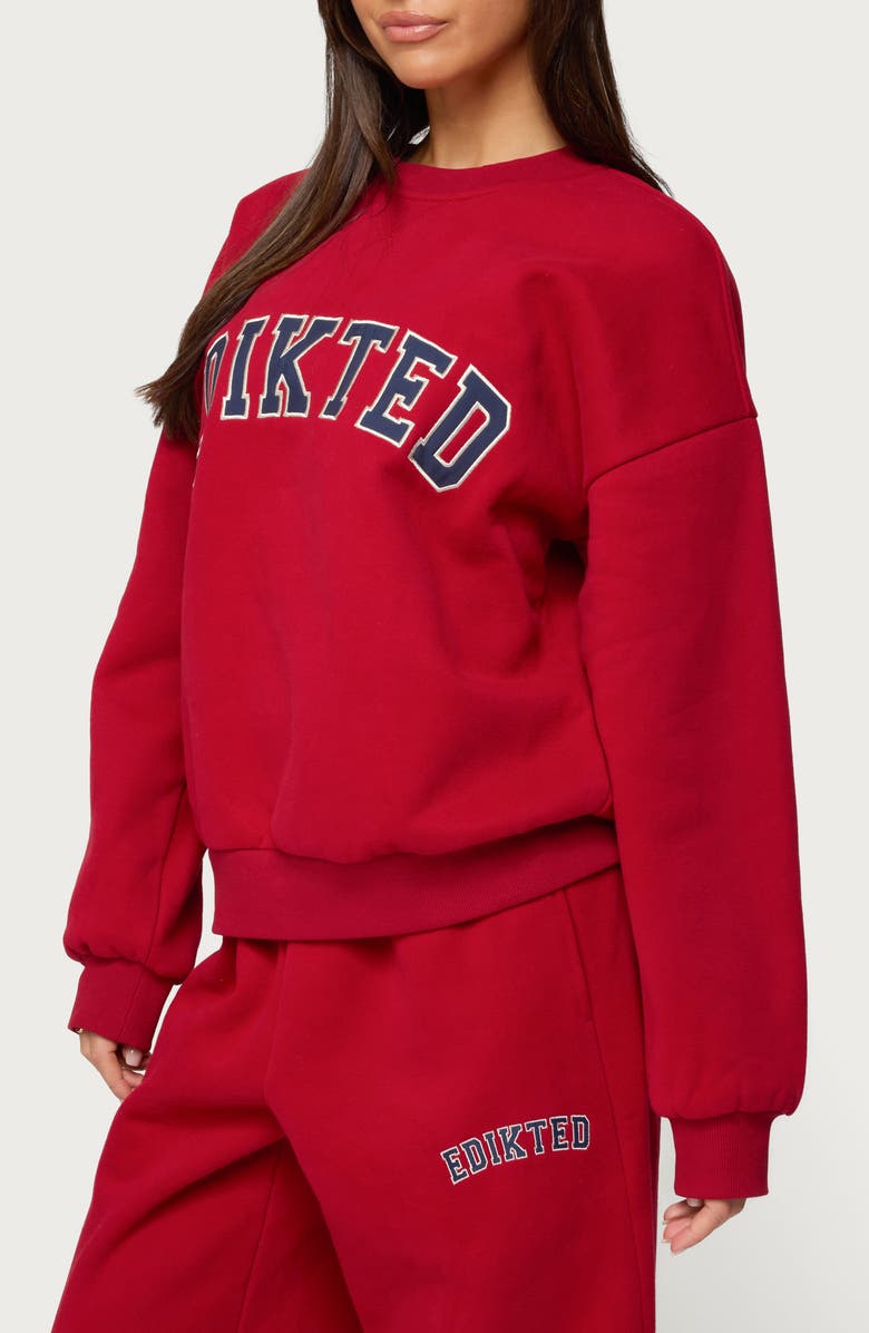 EDIKTED Major Logo Sweatshirt, Alternate, color, Red