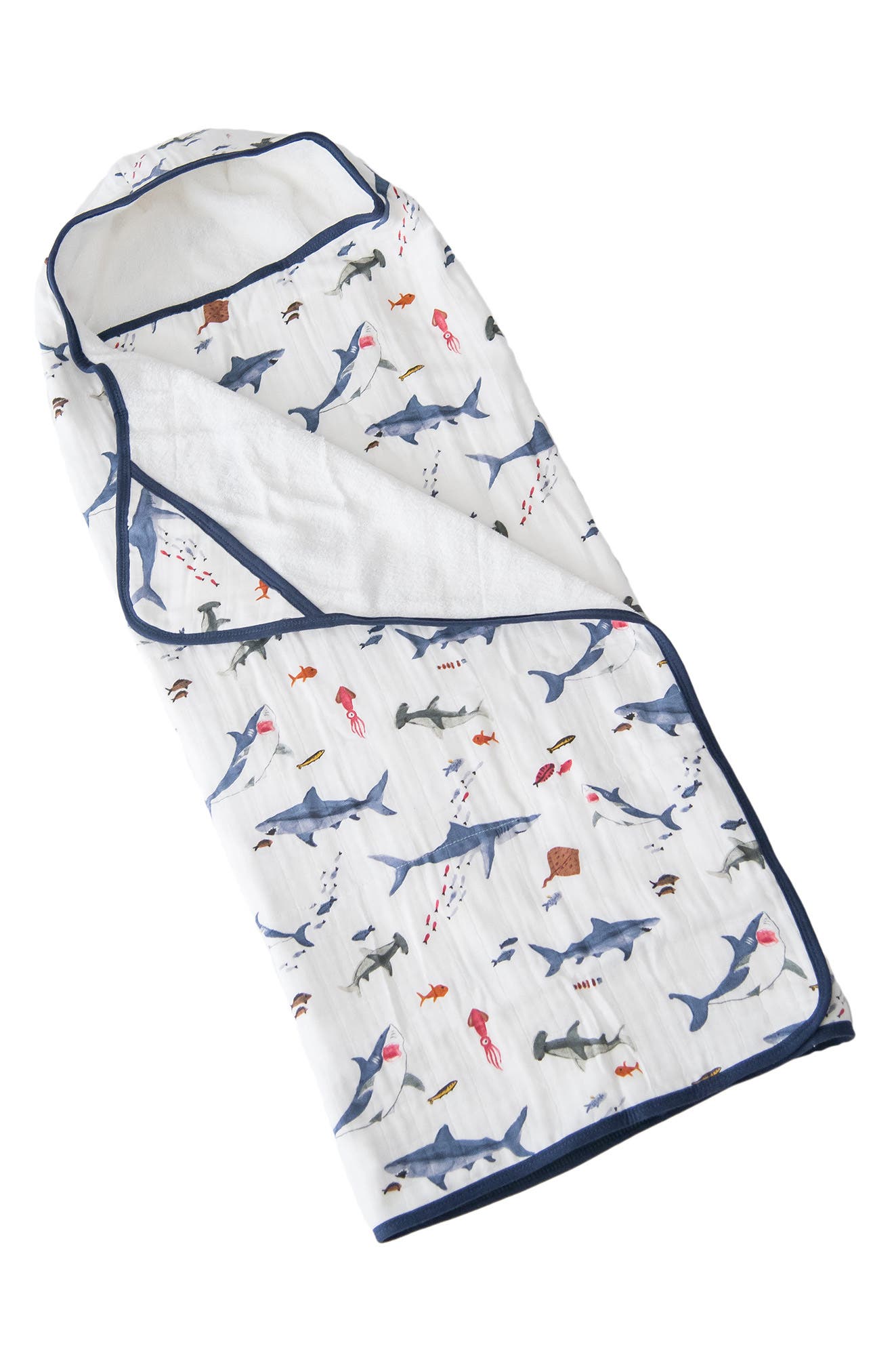 little unicorn Cotton Muslin & Terry Hooded Towel in Shark 