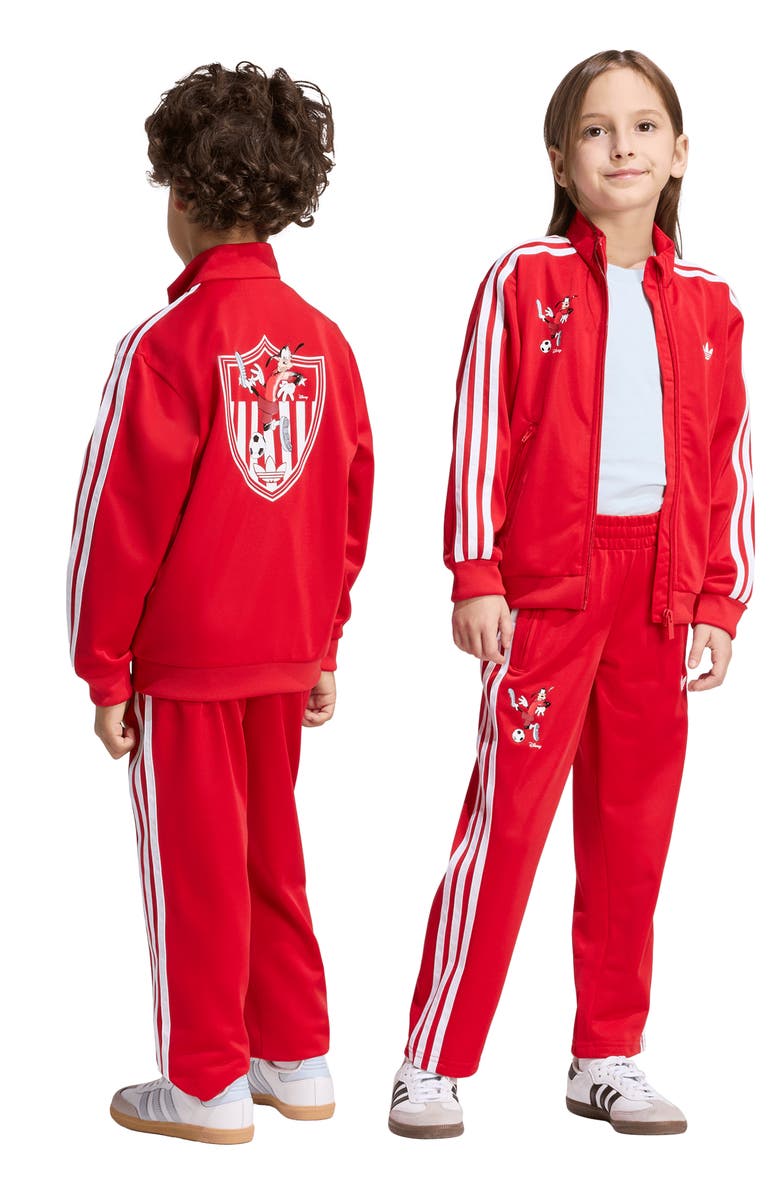 adidas Originals x Disney Kids' Firebird Track Jacket & Pants Set, Alternate, color, Better Scarlet/ White